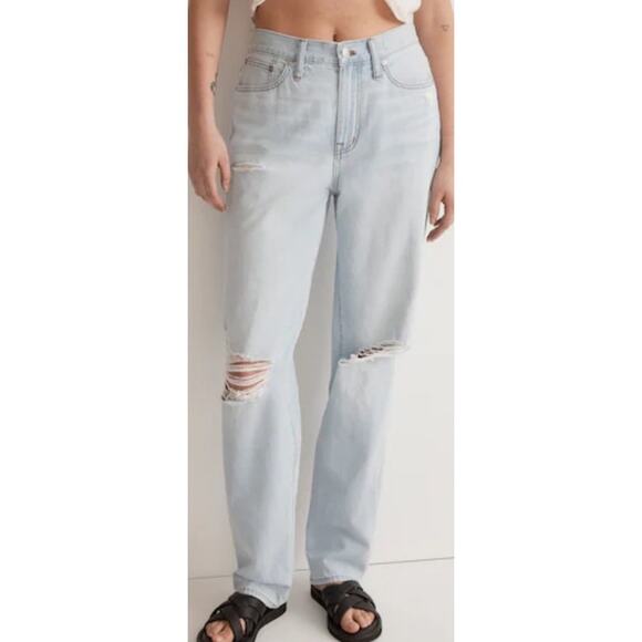 Madewell Slouchy Boy Wrightlane Wash Ripped Distressed Jeans US Women's 32 - Picture 1 of 6